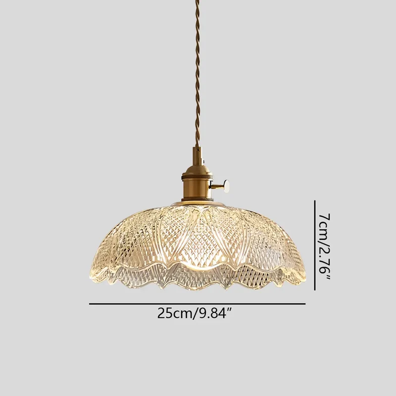 Hanglamp Glas Brons Verstelbare Kabel Woonkamer Eettafel Transparante Glazen Hanglamp Sfeerverlichting Vintage | Sansoti
