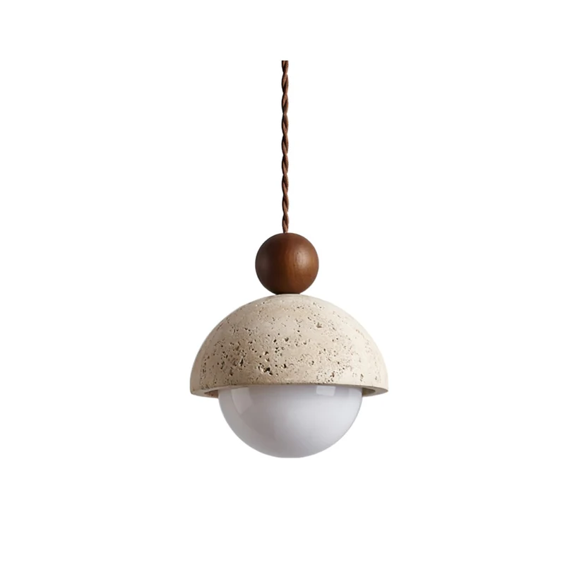 Design Hanglamp van Travertin en Glas – Moderne Verlichting met Warm Licht | Sansoti