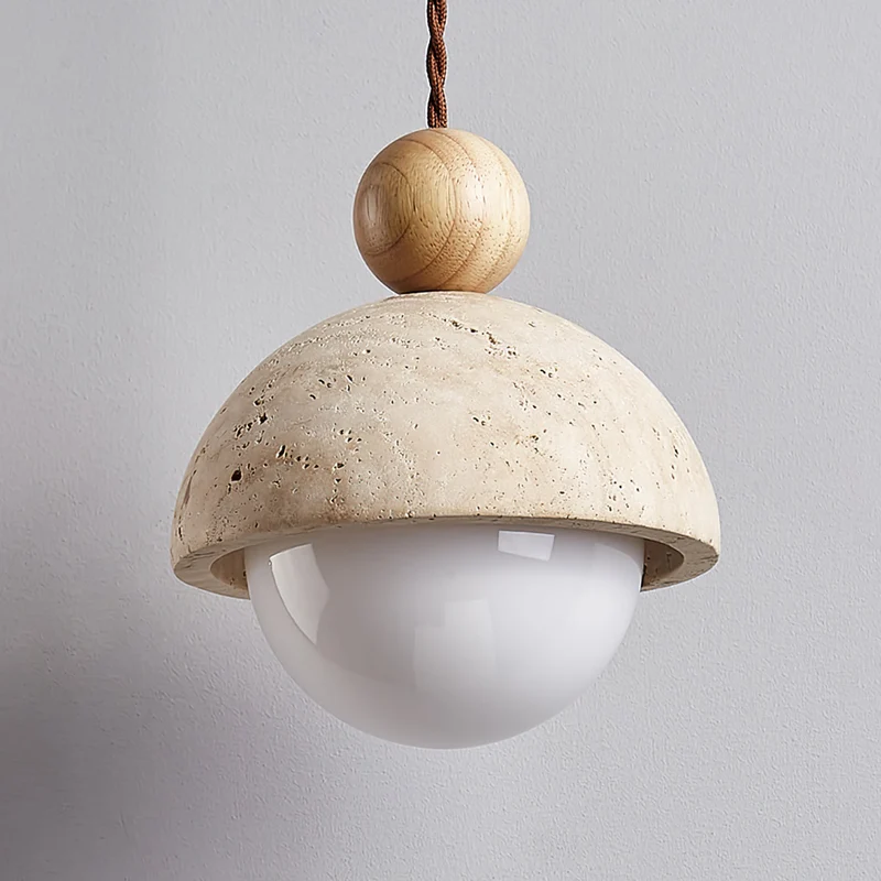 Design Hanglamp van Travertin en Glas – Moderne Verlichting met Warm Licht | Sansoti