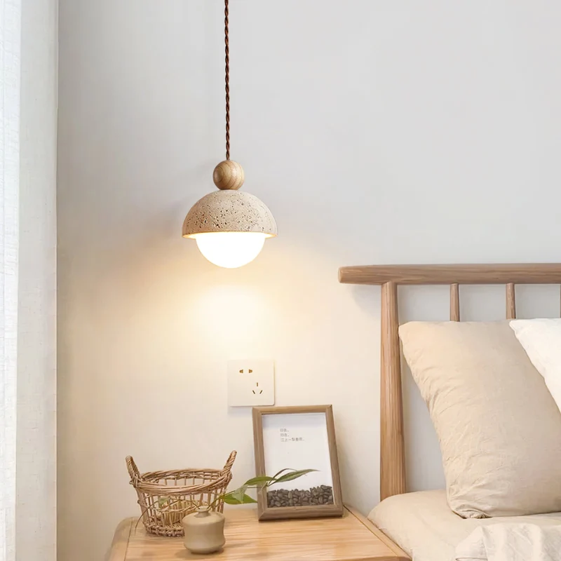 Design Hanglamp van Travertin en Glas – Moderne Verlichting met Warm Licht | Sansoti