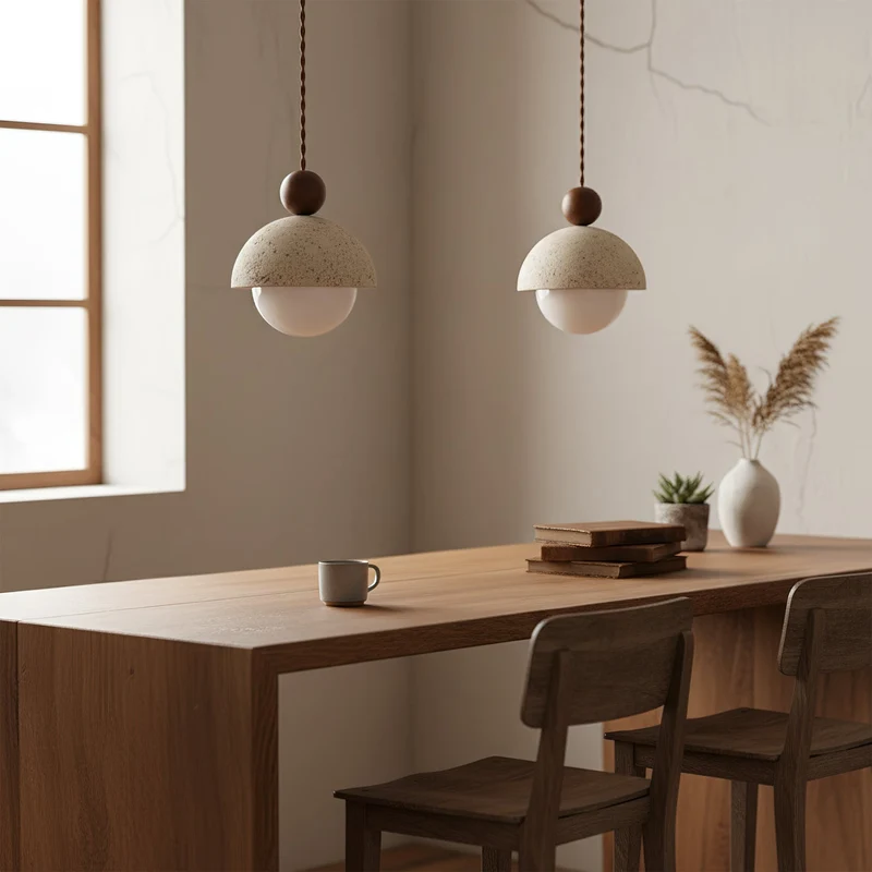 Design Hanglamp van Travertin en Glas – Moderne Verlichting met Warm Licht | Sansoti