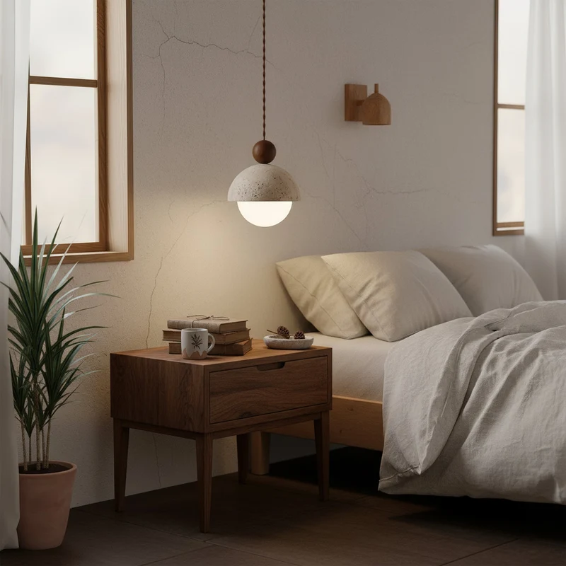 Design Hanglamp van Travertin en Glas – Moderne Verlichting met Warm Licht | Sansoti
