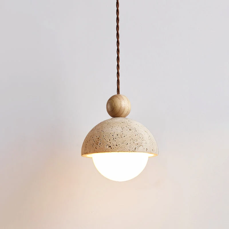 Design Hanglamp van Travertin en Glas – Moderne Verlichting met Warm Licht | Sansoti