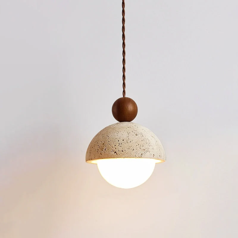 Design Hanglamp van Travertin en Glas – Moderne Verlichting met Warm Licht | Sansoti