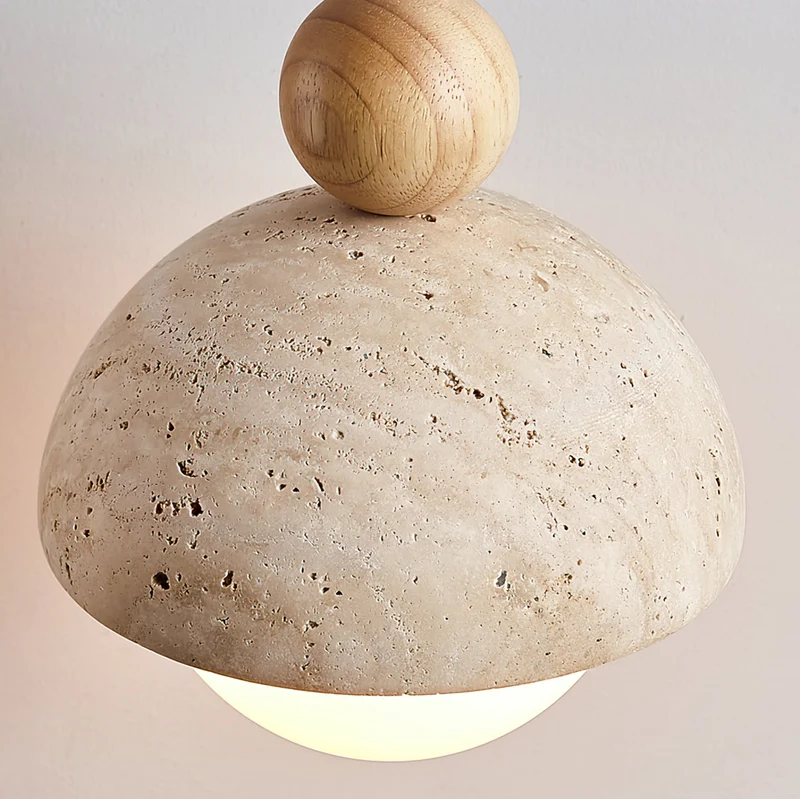 Design Hanglamp van Travertin en Glas – Moderne Verlichting met Warm Licht | Sansoti