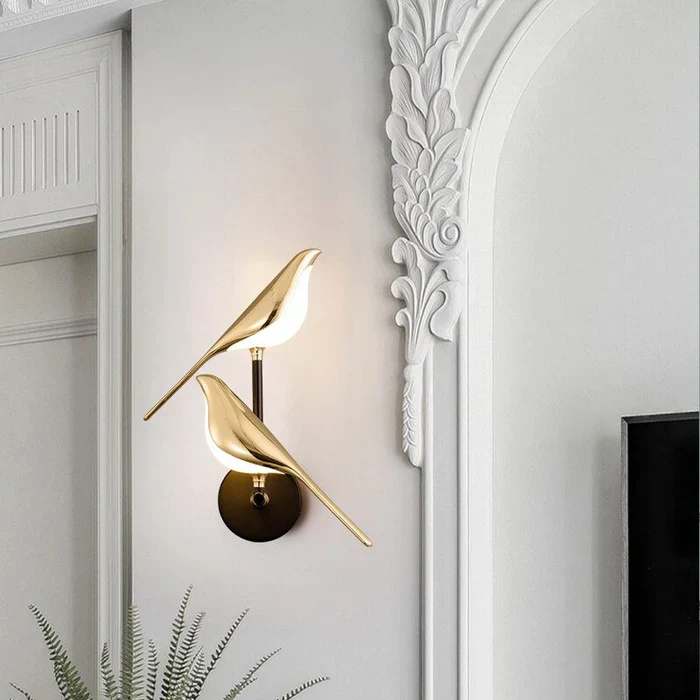 Design Wandlamp LED in Vogelvorm – Gouden Wandlamp met Warm Licht | Sansoti