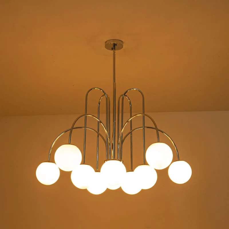 Glazen Bollen Hanglamp 10 Lichts Zwart Messing 98cm Opaal Frosted E26 Woonkamer Eetkamer Slaapkamer Entree Sputnik Chandelier Dimbaar | Sansoti