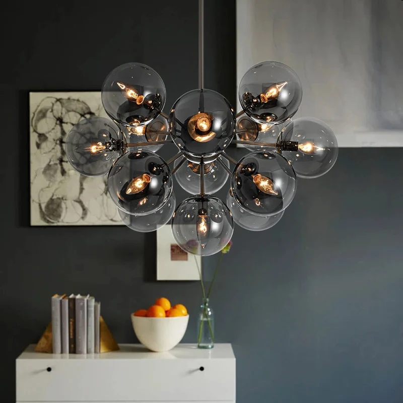 Sputnik Hanglamp 13 Lichts Gerookt Glas Messing Nikkel 60cm E12 Woonkamer Eetkamer Slaapkamer Entree Sunburst Chandelier Dimbaar | Sansoti