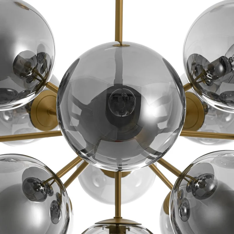 Sputnik Hanglamp 13 Lichts Gerookt Glas Messing Nikkel 60cm E12 Woonkamer Eetkamer Slaapkamer Entree Sunburst Chandelier Dimbaar | Sansoti