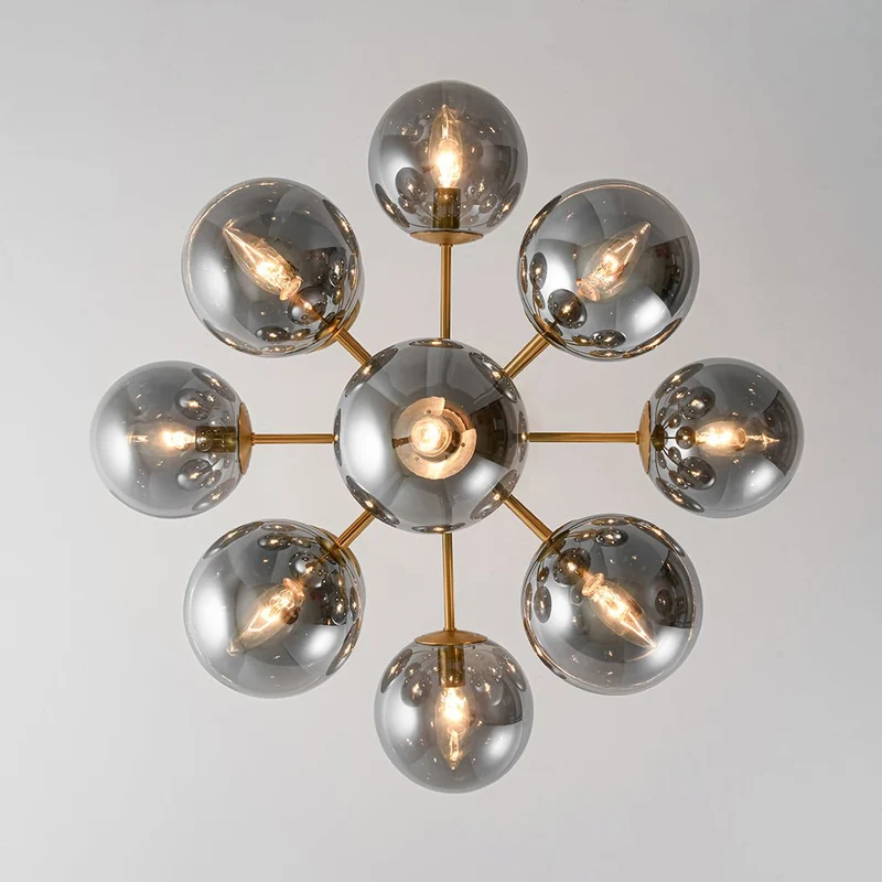 Sputnik Hanglamp 13 Lichts Gerookt Glas Messing Nikkel 60cm E12 Woonkamer Eetkamer Slaapkamer Entree Sunburst Chandelier Dimbaar | Sansoti