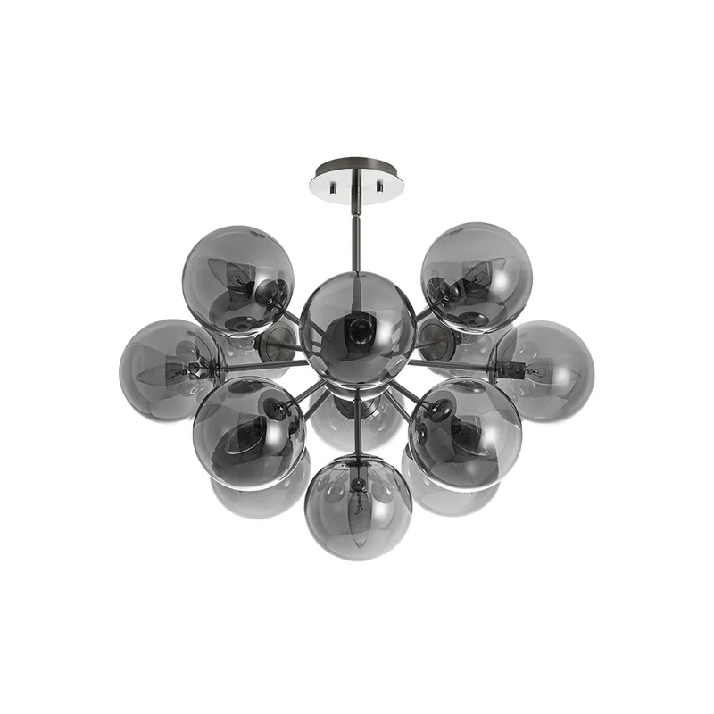 Sputnik Hanglamp 13 Lichts Gerookt Glas Messing Nikkel 60cm E12 Woonkamer Eetkamer Slaapkamer Entree Sunburst Chandelier Dimbaar | Sansoti