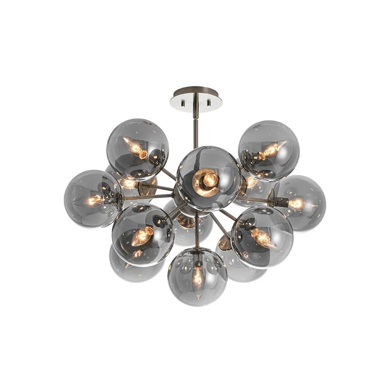 Sputnik Hanglamp 13 Lichts Gerookt Glas Messing Nikkel 60cm E12 Woonkamer Eetkamer Slaapkamer Entree Sunburst Chandelier Dimbaar | Sansoti