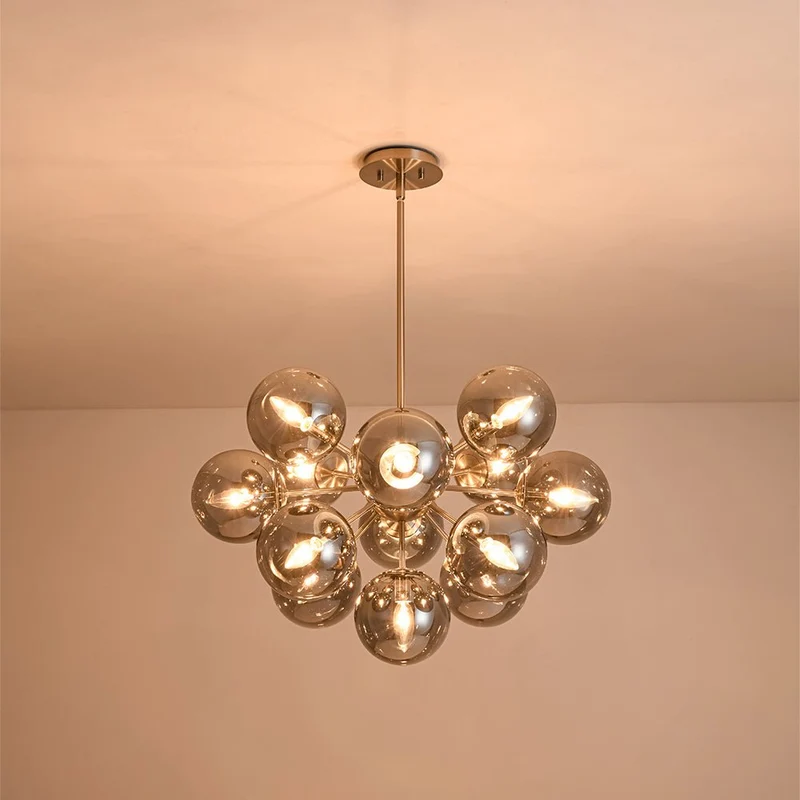 Sputnik Hanglamp 13 Lichts Gerookt Glas Messing Nikkel 60cm E12 Woonkamer Eetkamer Slaapkamer Entree Sunburst Chandelier Dimbaar | Sansoti