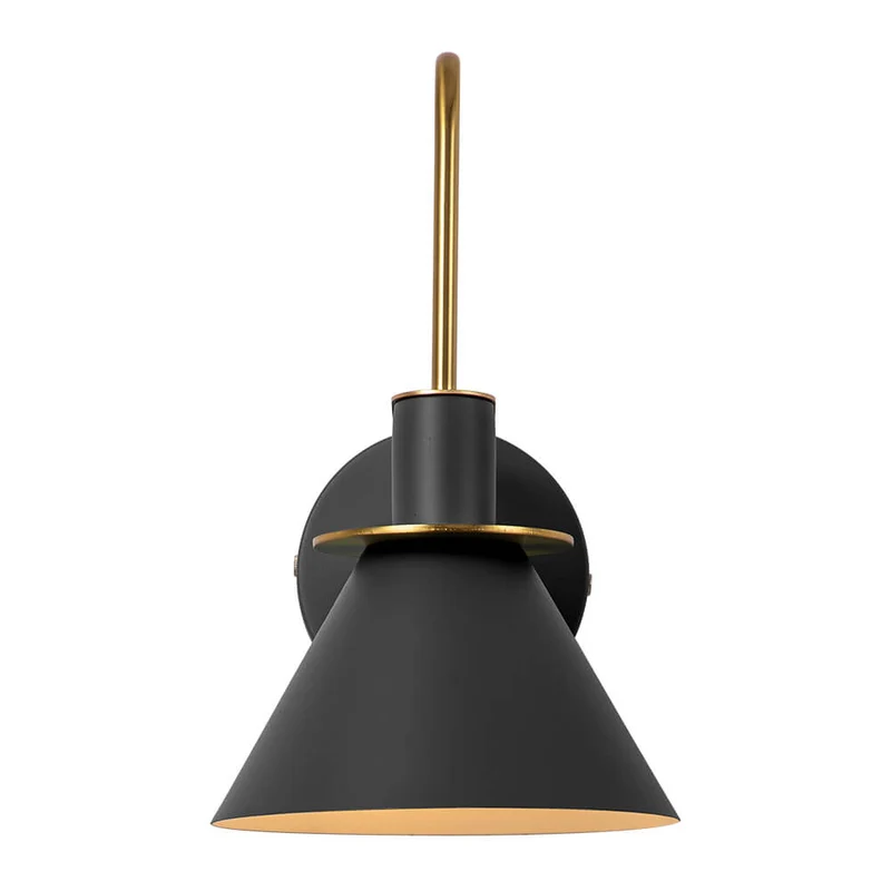 Wandlamp Kegel Zwart Wit Groen Messing 31cm E26 Mid-Century Slaapkamer Entree Gang Eetkamer Vintage Wandspot Traphal Retro | Sansoti