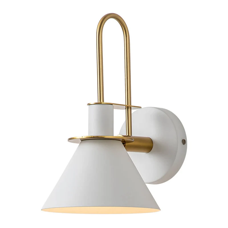 Wandlamp Kegel Zwart Wit Groen Messing 31cm E26 Mid-Century Slaapkamer Entree Gang Eetkamer Vintage Wandspot Traphal Retro | Sansoti