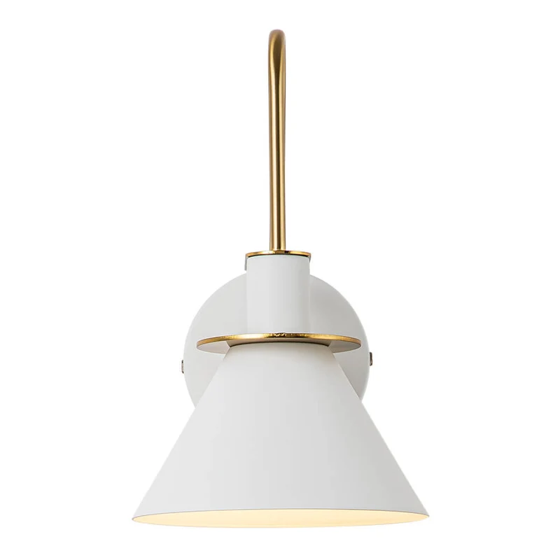 Wandlamp Kegel Zwart Wit Groen Messing 31cm E26 Mid-Century Slaapkamer Entree Gang Eetkamer Vintage Wandspot Traphal Retro | Sansoti