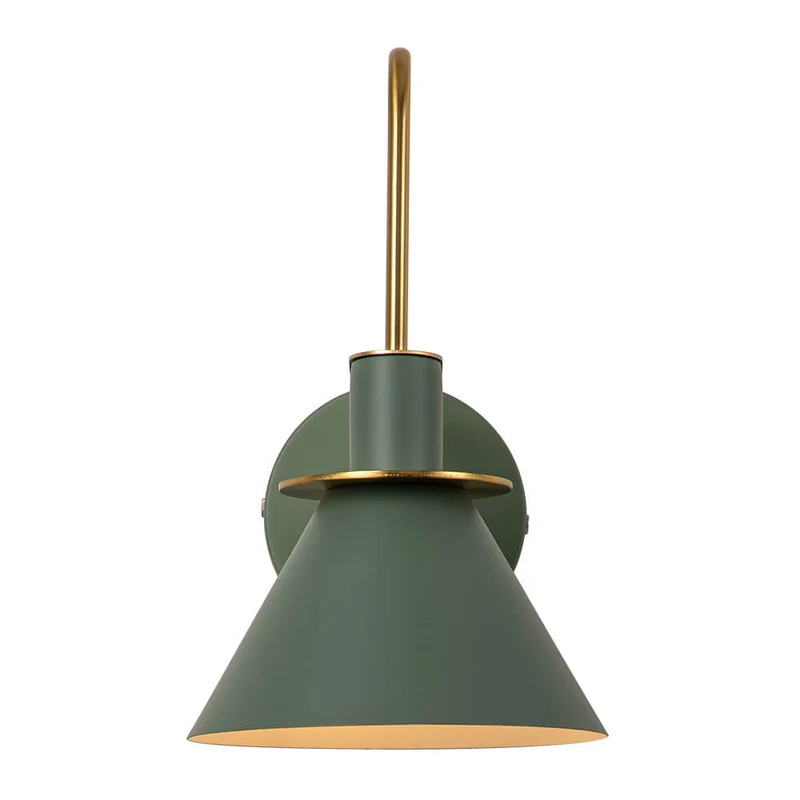 Wandlamp Kegel Zwart Wit Groen Messing 31cm E26 Mid-Century Slaapkamer Entree Gang Eetkamer Vintage Wandspot Traphal Retro | Sansoti