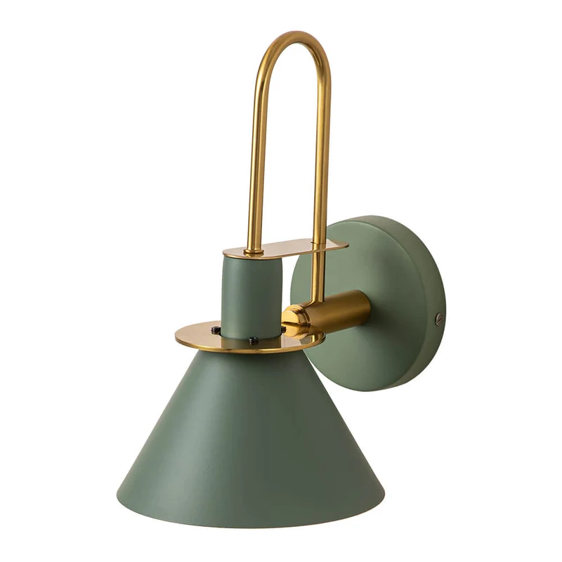 Wandlamp Kegel Zwart Wit Groen Messing 31cm E26 Mid-Century Slaapkamer Entree Gang Eetkamer Vintage Wandspot Traphal Retro | Sansoti