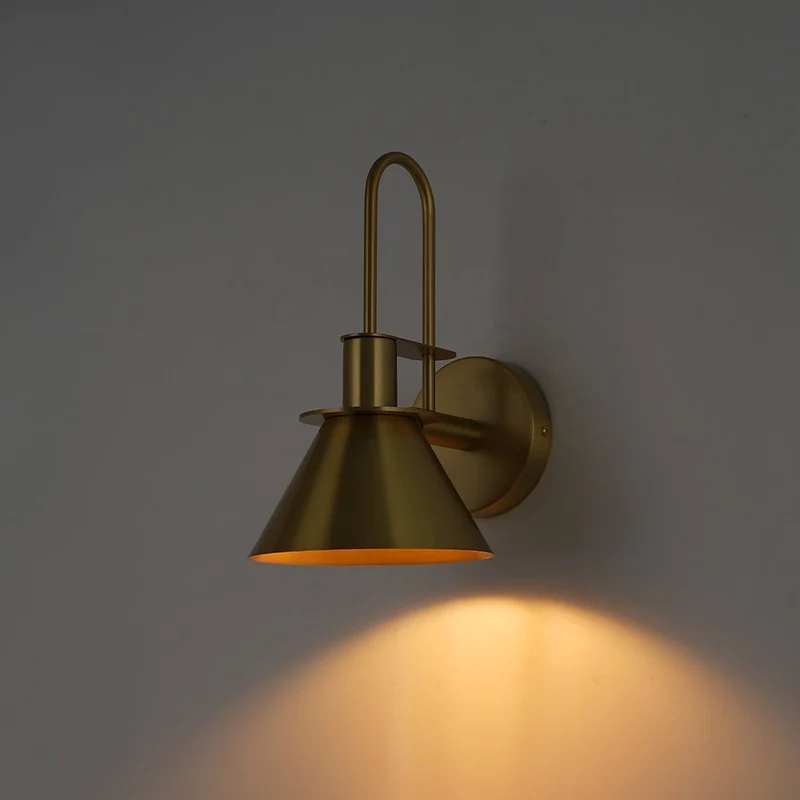 Wandlamp Kegel Zwart Wit Groen Messing 31cm E26 Mid-Century Slaapkamer Entree Gang Eetkamer Vintage Wandspot Traphal Retro | Sansoti