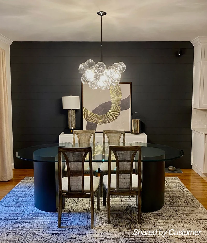 Glazen Bollen Hanglamp Cluster Chroom Wit Zwart 63cm 6 Lichts LED G125 Woonkamer Eetkamer Slaapkamer Entree Bubble Chandelier Verstelbaar | Sansoti
