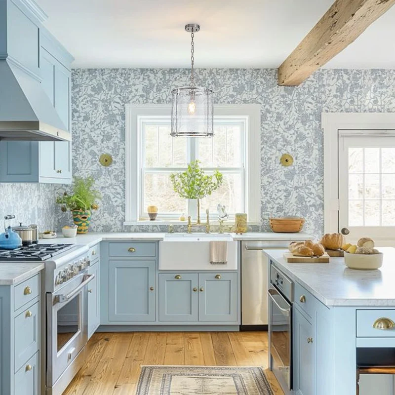 Hanglamp Cilinder Glas Messing Nikkel 32cm E26 Verstelbaar Keuken Eetkamer Entree Kooi Pendel Woonkamer Badkamer Farmhouse | Sansoti