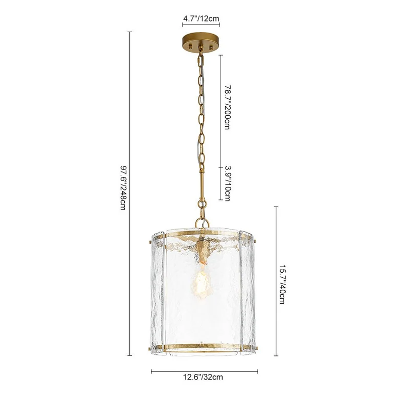 Hanglamp Cilinder Glas Messing Nikkel 32cm E26 Verstelbaar Keuken Eetkamer Entree Kooi Pendel Woonkamer Badkamer Farmhouse | Sansoti