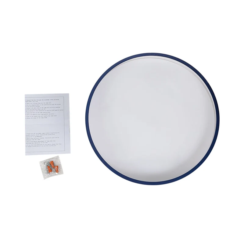 LED Plafondlamp Rond Blauw Messing 40cm 24W Dimbaar 5 Kleurtemperaturen Slaapkamer Keuken Woonkamer Entree Coastal Semi Flush Mount | Sansoti