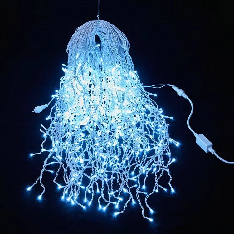50 Meter Led IJspegel Lichtgordijn Met Warm Wit Waterfallicht Voor Buiten | Sansoti