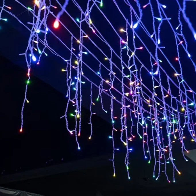 50 Meter Led IJspegel Lichtgordijn Met Warm Wit Waterfallicht Voor Buiten | Sansoti