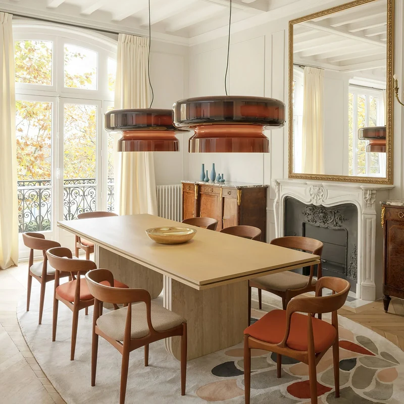 Hanglamp Glas Metaal LED Retro Bruin Eettafel Woonkamer Verstelbaar Snoer Design Verlichting Modern Interieur | Sansoti