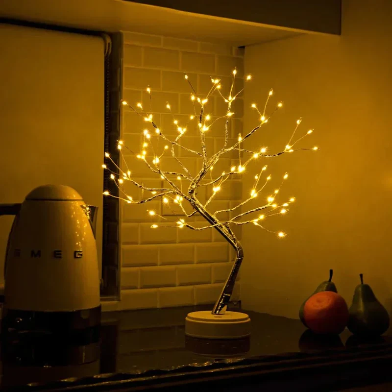 Led boomlamp touch batterij warm wit tafellamp nachtlamp slaapkamer woondecoratie sfeerverlichting decoratieve boomlamp | Sansoti