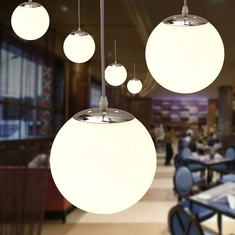 Hanglamp Glas Bol E27 Wit Eettafel Keuken Woonkamer Moderne Verlichting Ronde Hanglamp Minimalistisch Interieur | Sansoti