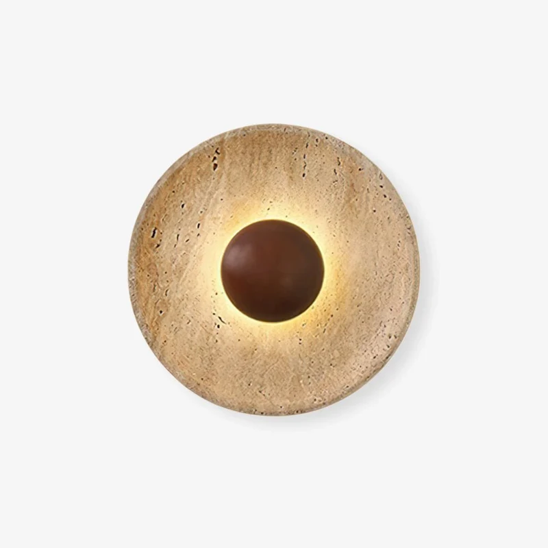 Wandlamp Travertin Hout Rond Warm Licht Woonkamer Slaapkamer Hal Natuursteen Design Wandverlichting Binnen | Sansoti