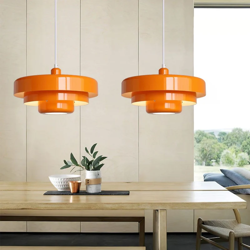 Hanglamp Metaal Gelaagd Ø35cm Oranje E27 Eettafel Woonkamer Retro Design Verlichting Industrieel Modern | Sansoti