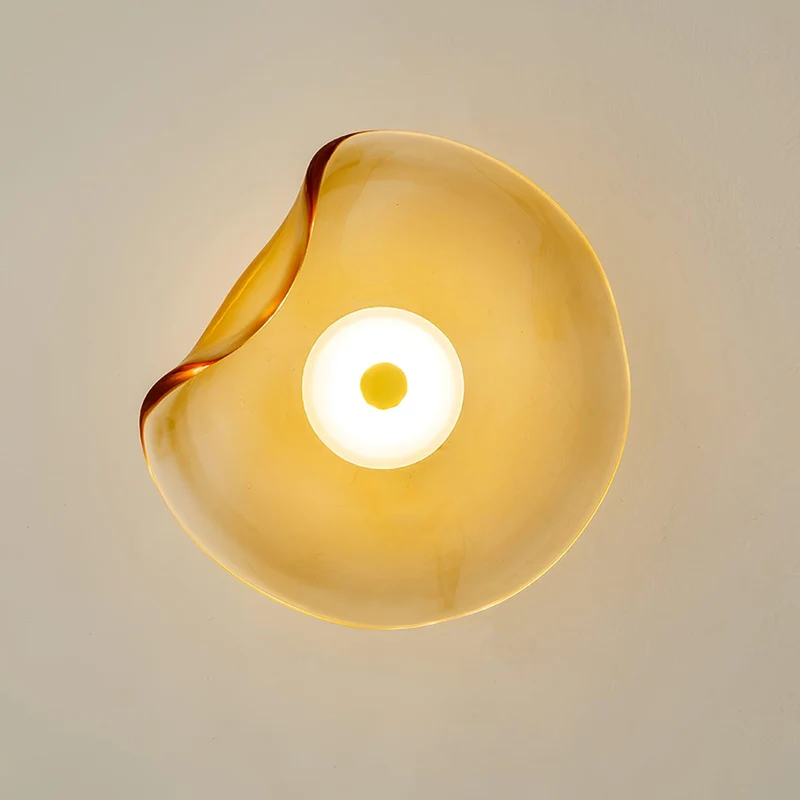 Wandlamp Glas LED 3000K Amber Organisch Design Badkamer Woonkamer Moderne Wandverlichting Sfeerlamp Vochtbestendig | Sansoti