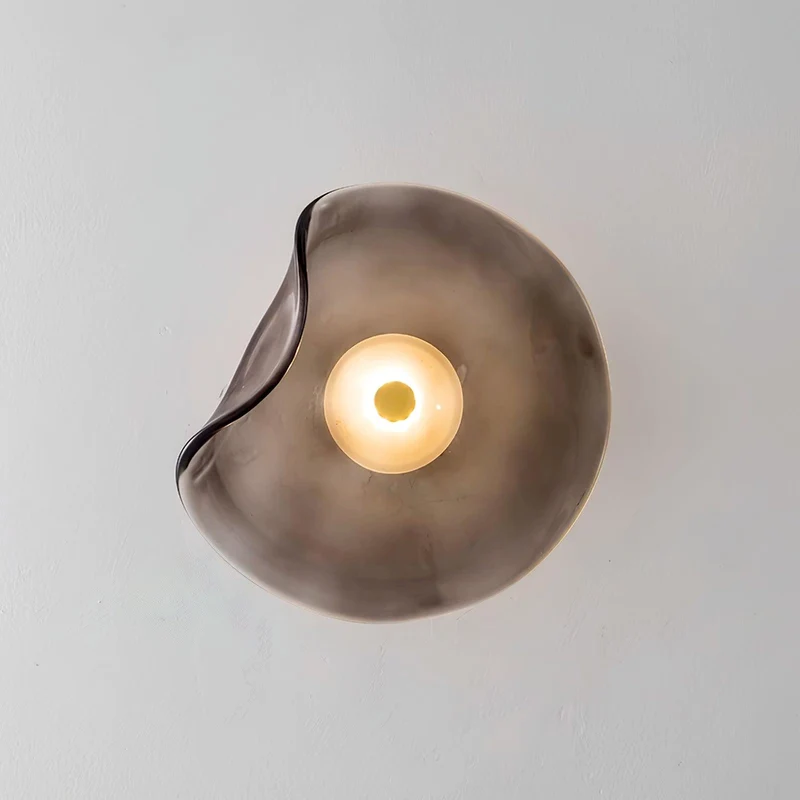 Wandlamp Glas LED 3000K Amber Organisch Design Badkamer Woonkamer Moderne Wandverlichting Sfeerlamp Vochtbestendig | Sansoti