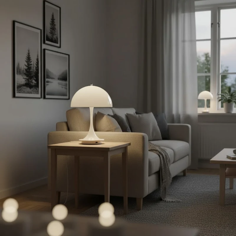 Draadloze tafellamp met LED-verlichting, oplaadbaar en Scandinavisch design | Sansoti