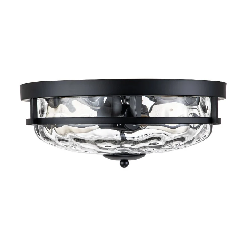Glazen Plafondlamp Rond Zwart Goud Gehamerd Glas 33cm Woonkamer Slaapkamer Flush Mount Farmhouse Entree Eetkamer Badkamer | Sansoti