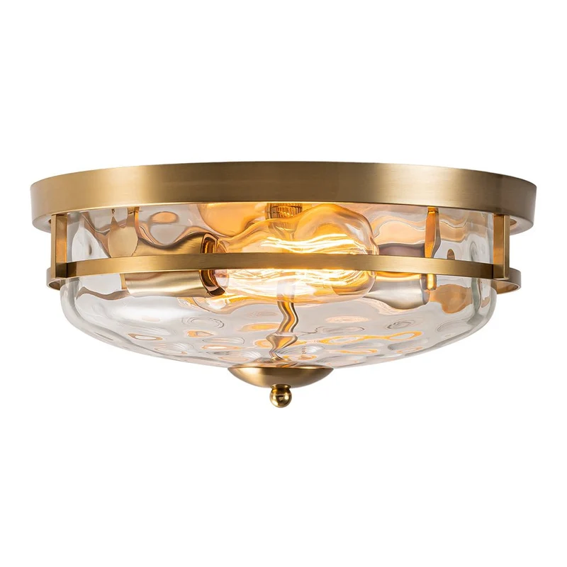 Glazen Plafondlamp Rond Zwart Goud Gehamerd Glas 33cm Woonkamer Slaapkamer Flush Mount Farmhouse Entree Eetkamer Badkamer | Sansoti