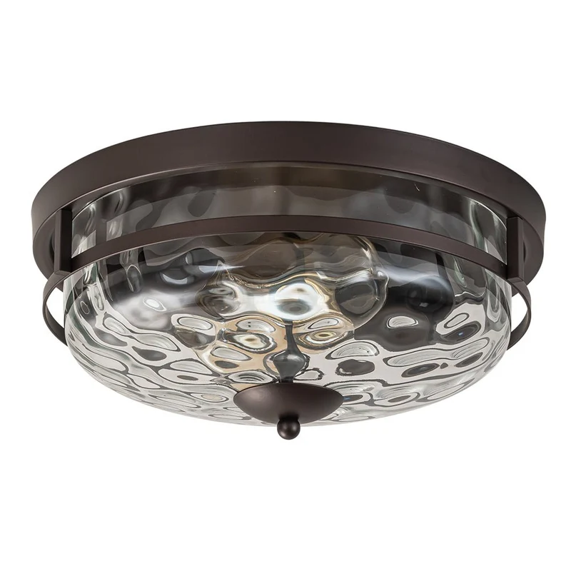 Glazen Plafondlamp Rond Zwart Goud Gehamerd Glas 33cm Woonkamer Slaapkamer Flush Mount Farmhouse Entree Eetkamer Badkamer | Sansoti