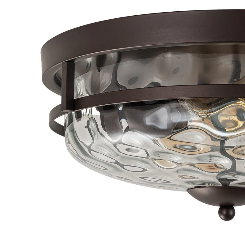 Glazen Plafondlamp Rond Zwart Goud Gehamerd Glas 33cm Woonkamer Slaapkamer Flush Mount Farmhouse Entree Eetkamer Badkamer | Sansoti