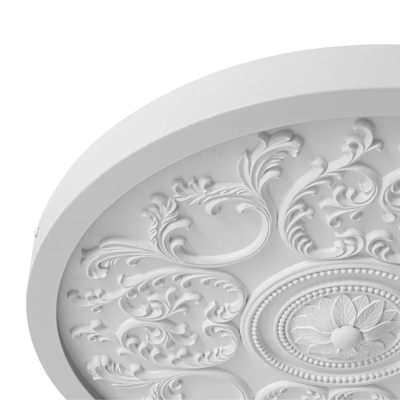 Led Plafondlamp Rond Wit 48.5cm Woonkamer Slaapkamer Dimbaar Klassiek Ornament Medallion Flush Mount Hal Badkamer | Sansoti