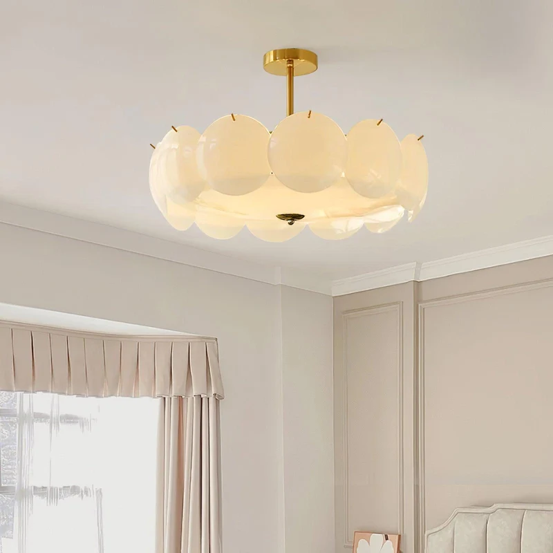 Kroonluchter Glazen Schijven Metaal Koper Woonkamer Eetkamer E14 Ø40 Ø50 Ø60cm Hanglamp Vintage Sfeerlamp Plafondlamp | Sansoti