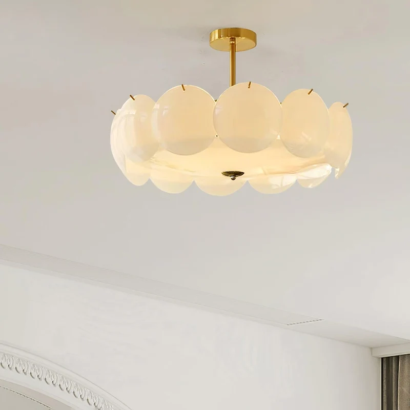 Kroonluchter Glazen Schijven Metaal Koper Woonkamer Eetkamer E14 Ø40 Ø50 Ø60cm Hanglamp Vintage Sfeerlamp Plafondlamp | Sansoti