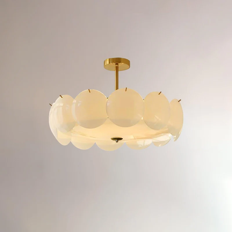 Kroonluchter Glazen Schijven Metaal Koper Woonkamer Eetkamer E14 Ø40 Ø50 Ø60cm Hanglamp Vintage Sfeerlamp Plafondlamp | Sansoti