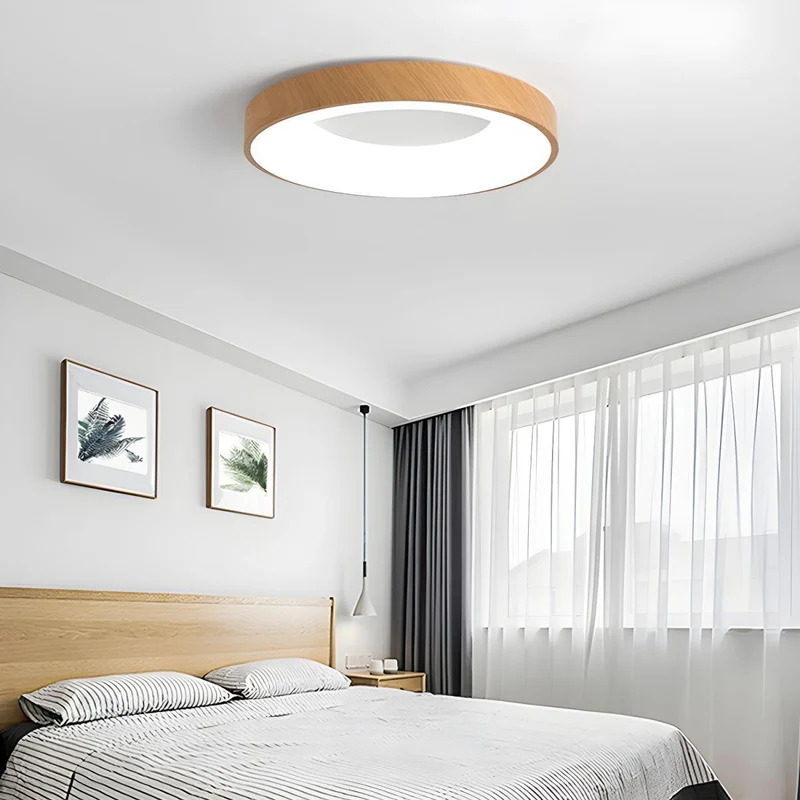 Plafondlamp Houtlook Metaal Wit LED Woonkamer Slaapkamer 3000K 4000K 6000K Ø23 Ø40cm Plafonnière Flush Mount Naturel | Sansoti