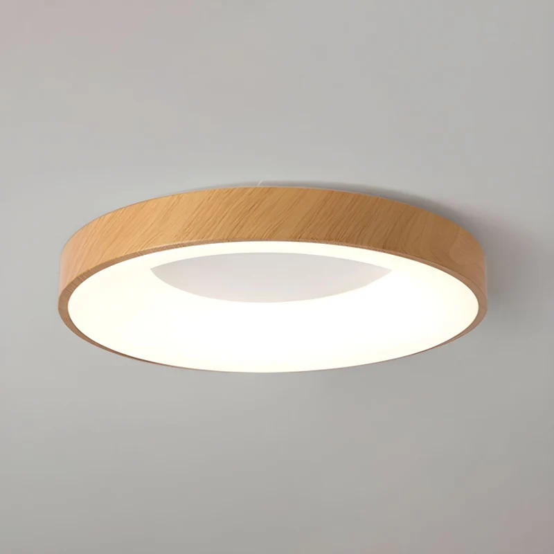 Plafondlamp Houtlook Metaal Wit LED Woonkamer Slaapkamer 3000K 4000K 6000K Ø23 Ø40cm Plafonnière Flush Mount Naturel | Sansoti