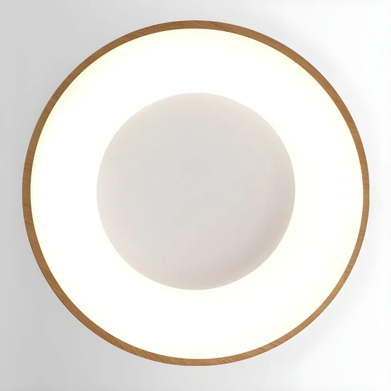 Plafondlamp Houtlook Metaal Wit LED Woonkamer Slaapkamer 3000K 4000K 6000K Ø23 Ø40cm Plafonnière Flush Mount Naturel | Sansoti