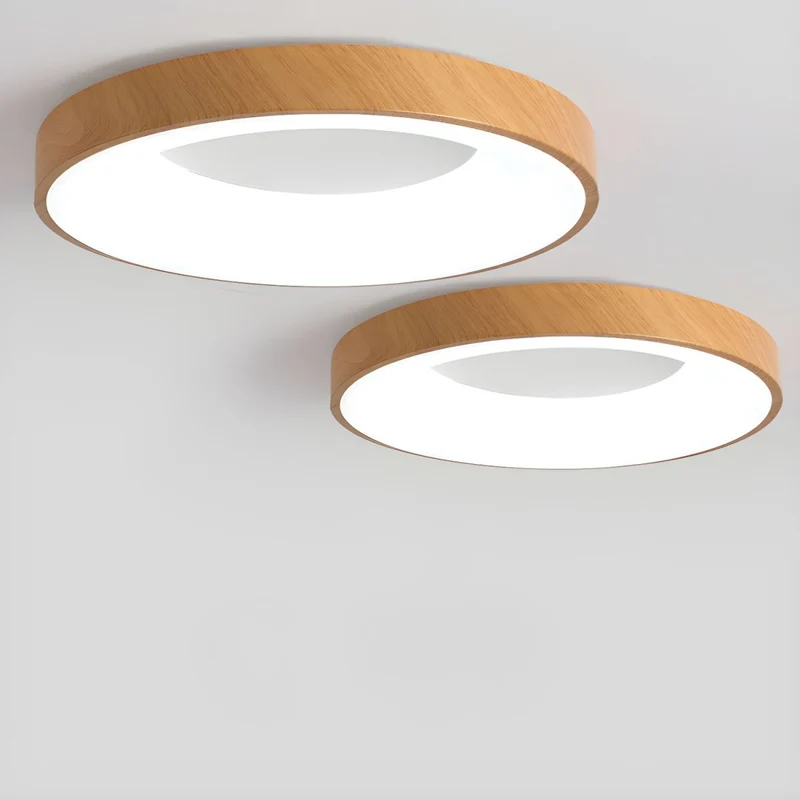 Plafondlamp Houtlook Metaal Wit LED Woonkamer Slaapkamer 3000K 4000K 6000K Ø23 Ø40cm Plafonnière Flush Mount Naturel | Sansoti