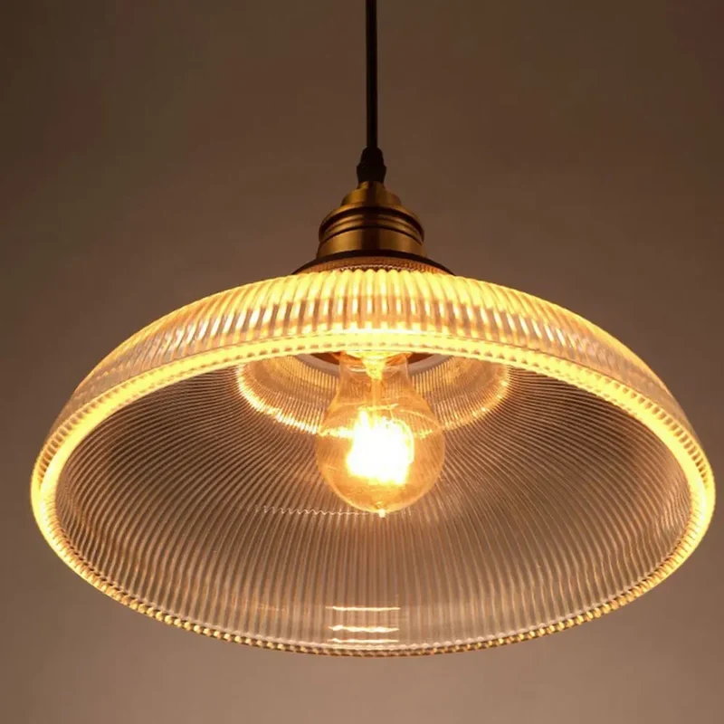 Vilion glazen hanglamp E27 geribbeld glas goud eetkamer keuken industriële verlichting modern hanglamp glaslamp | Sansoti